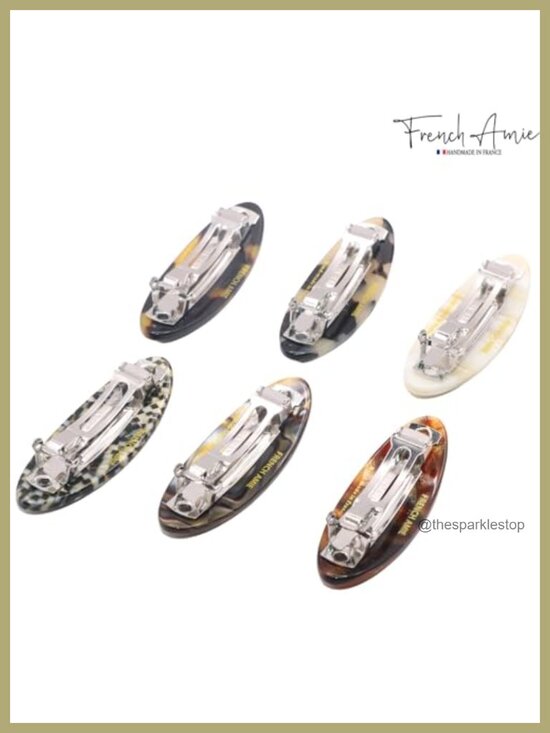 Set of 6 Celluloid Oval Hair Clips Barrette for Women Handmade
